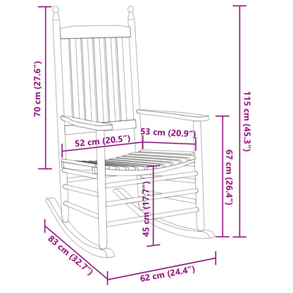 Rocking Chair with Foldable Table Brown Solid Wood Poplar