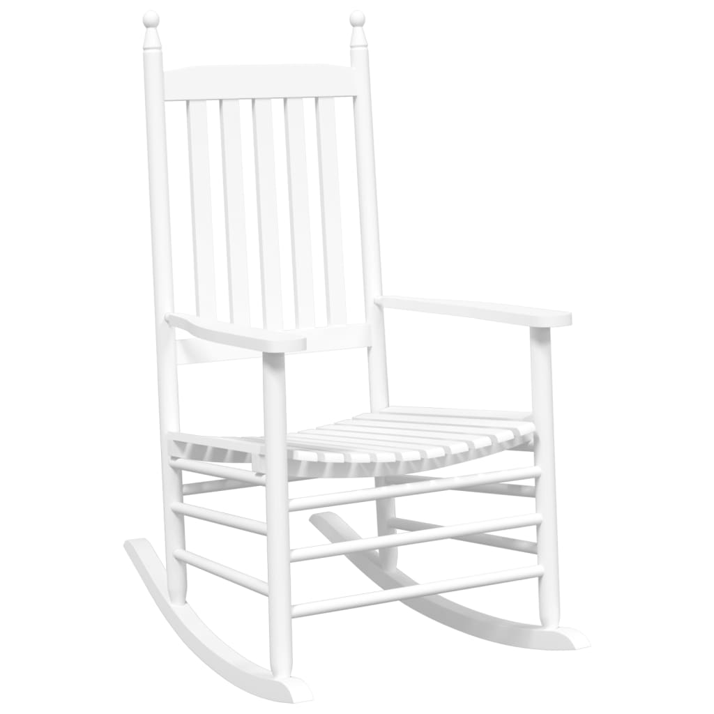 Rocking Chair with Foldable Table White Solid Wood Poplar