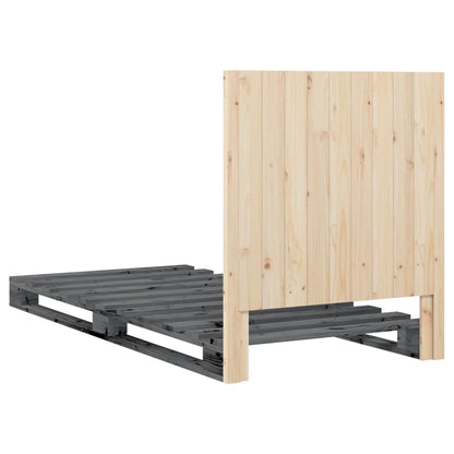 Bed Frame with Headboard Grey 90x200 cm Solid Wood Pine