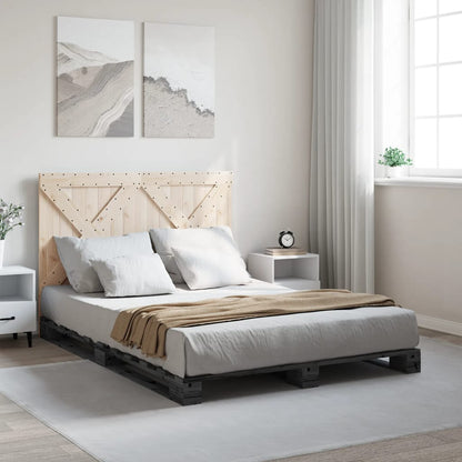 Bed Frame with Headboard Grey 160x200 cm Solid Wood Pine