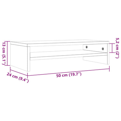 Monitor Stand Wax Brown 50x24x13 cm Solid Wood Pine