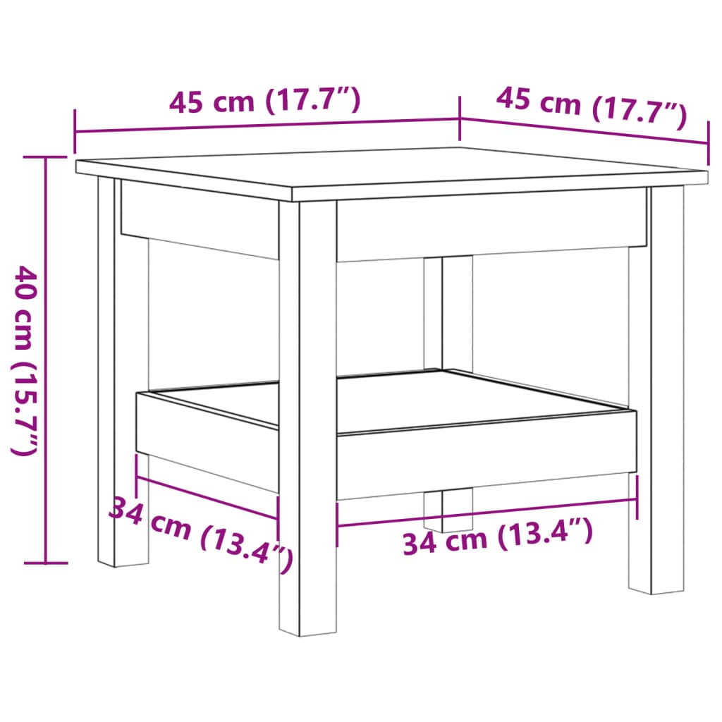 Coffee Table Wax Brown 45x45x40 cm Solid Wood Pine