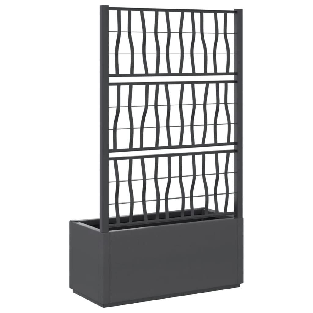 Garden Planter with Trellis Dark Grey 80x36x140 cm PP