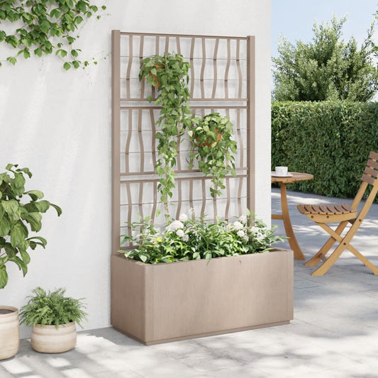 Garden Planter with Trellis Light Brown 80x36x140 cm PP