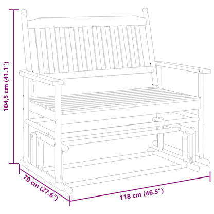 Glider Bench Black 118x70x104.5 cm Solid Wood Poplar