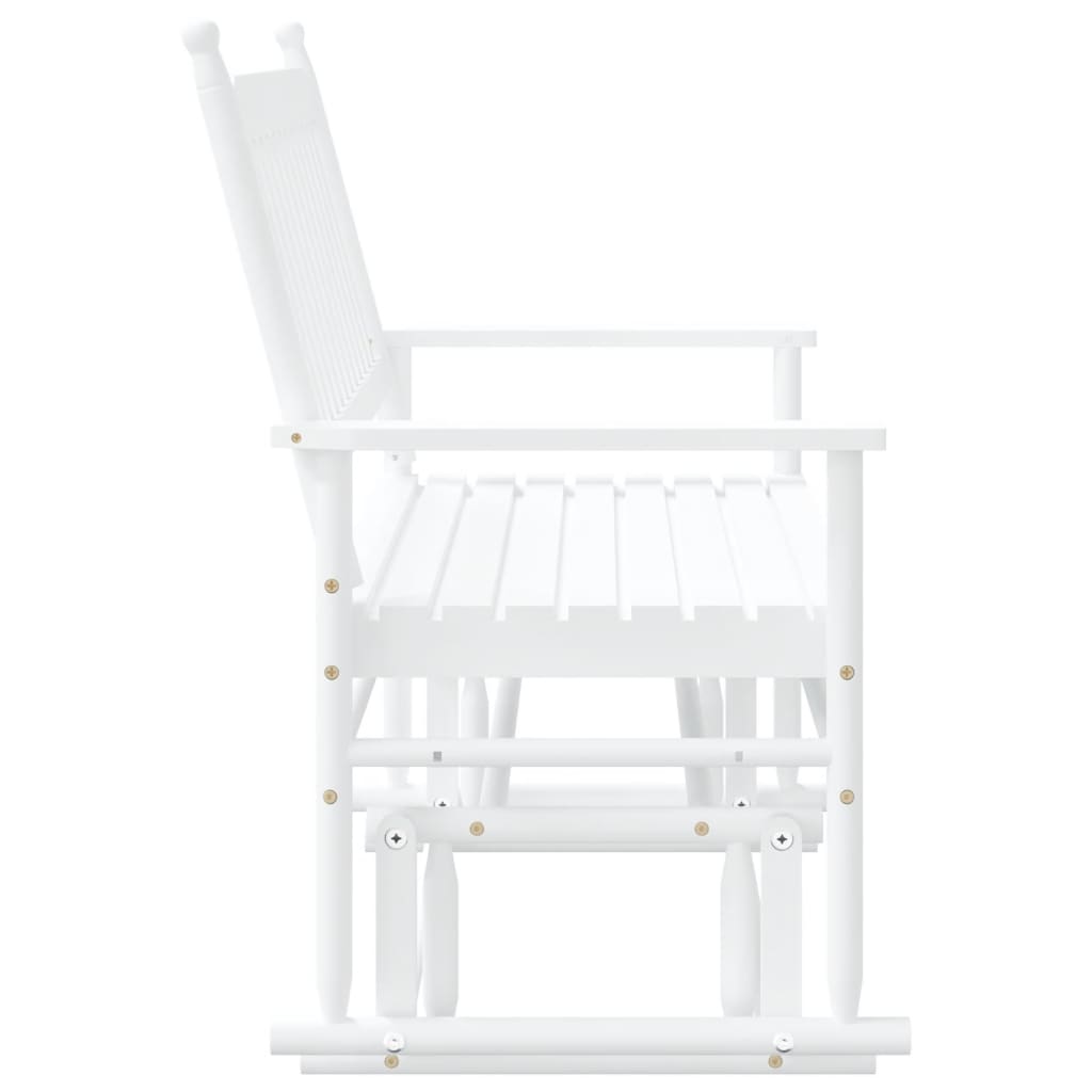 Glider Bench White 118x70x104.5 cm Solid Wood Poplar