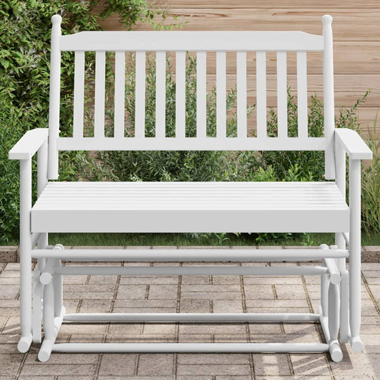 Glider Bench White 118x70x104.5 cm Solid Wood Poplar