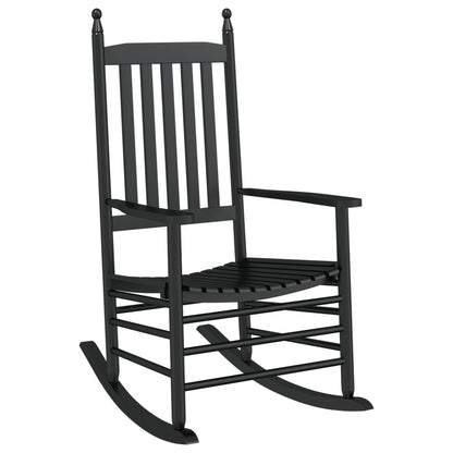 Rocking Chair with Curved Seat Black Solid Wood Poplar