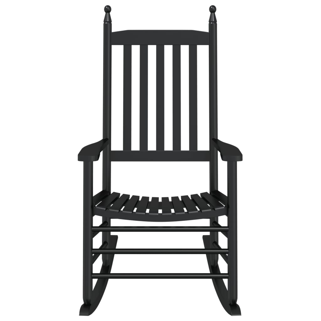 Rocking Chair with Curved Seat Black Solid Wood Poplar