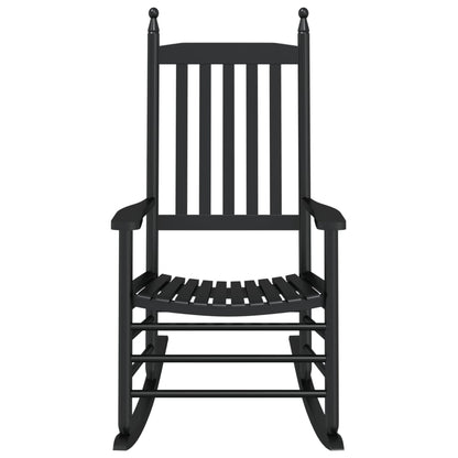 Rocking Chair with Curved Seat Black Solid Wood Poplar