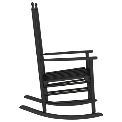 Rocking Chair with Curved Seat Black Solid Wood Poplar