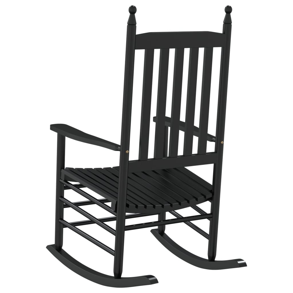 Rocking Chair with Curved Seat Black Solid Wood Poplar