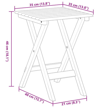 Side Table Foldable Black Solid Wood Poplar