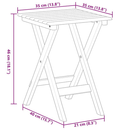 Side Table Foldable Brown Solid Wood Poplar