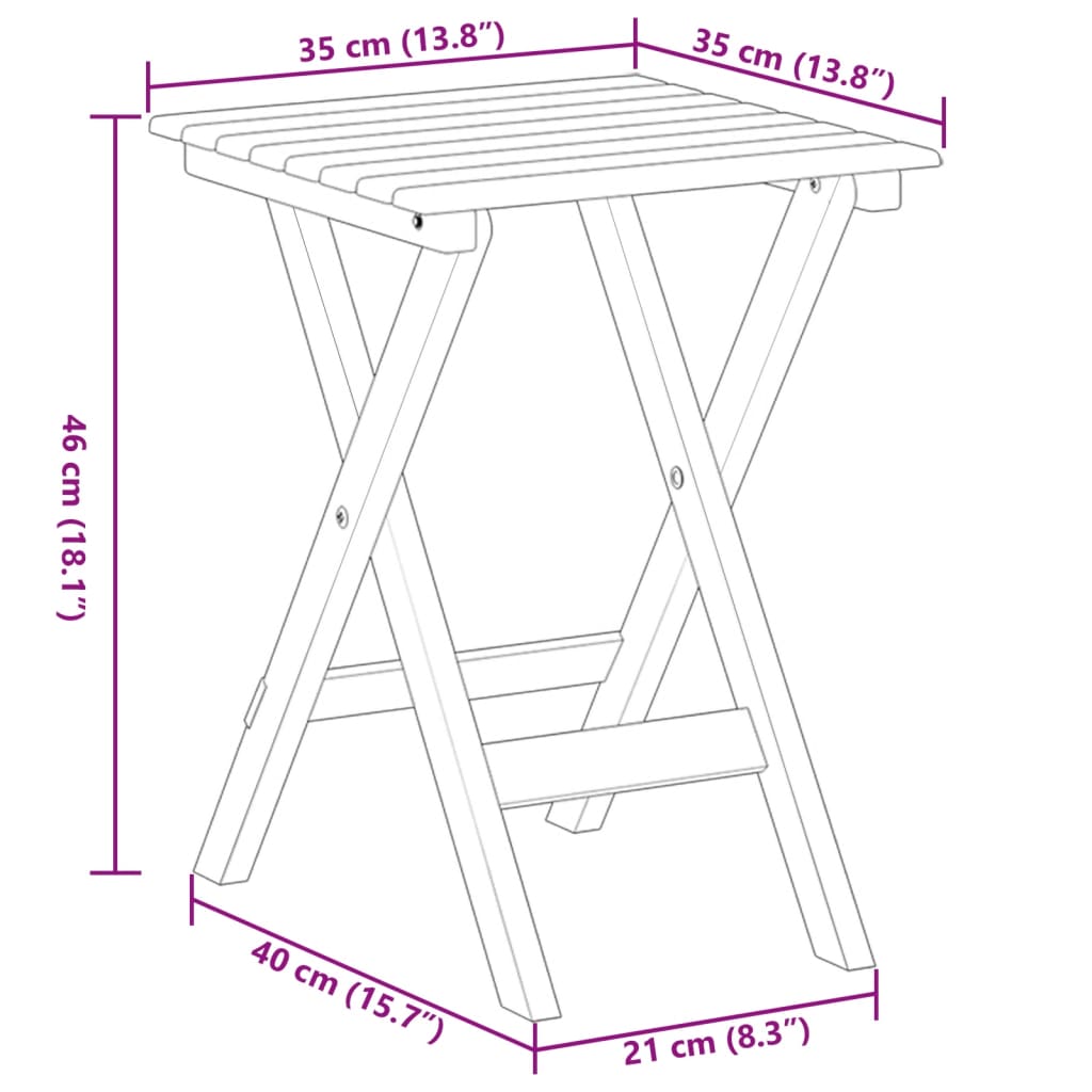 Side Table Foldable White Solid Wood Poplar