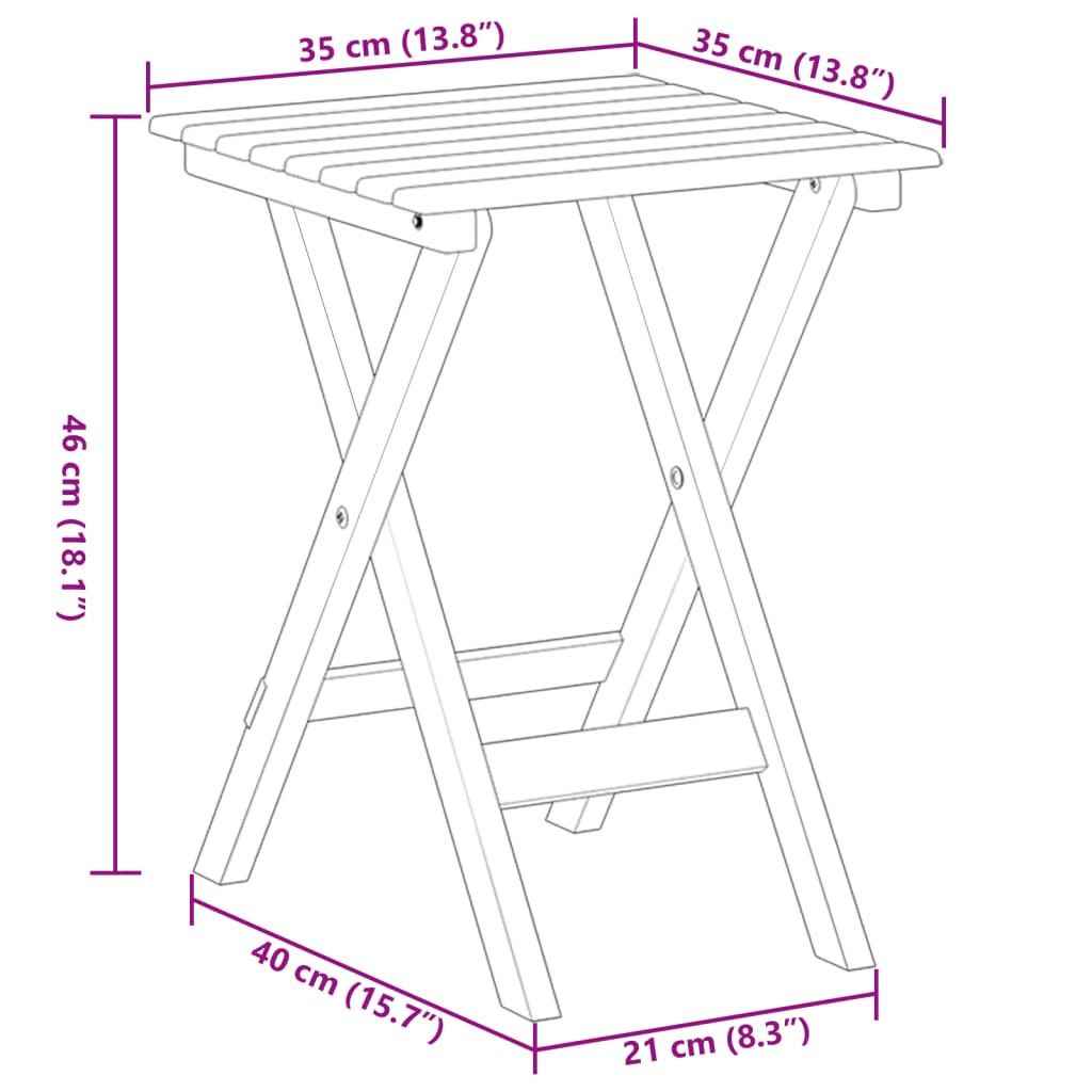 Side Table Foldable Grey Solid Wood Poplar