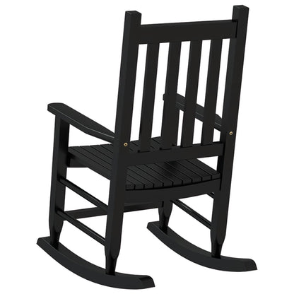 Rocking Chair for Children Black Solid Wood Poplar