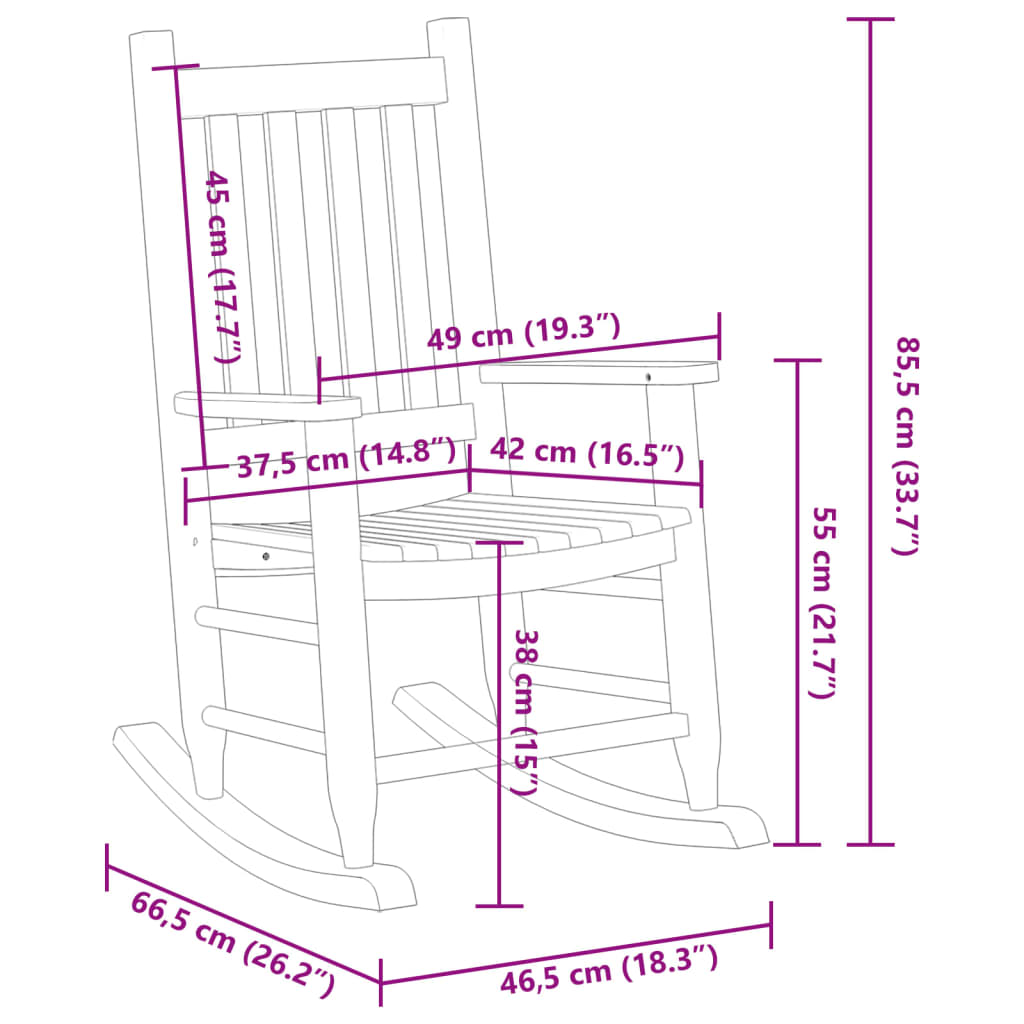 Rocking Chair for Children Black Solid Wood Poplar