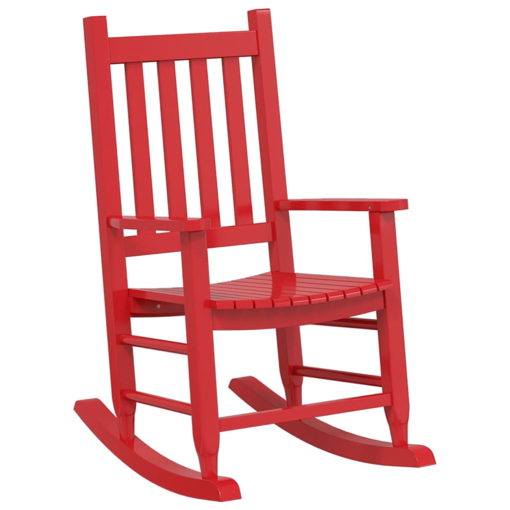 Rocking Chair for Children Red Solid Wood Poplar