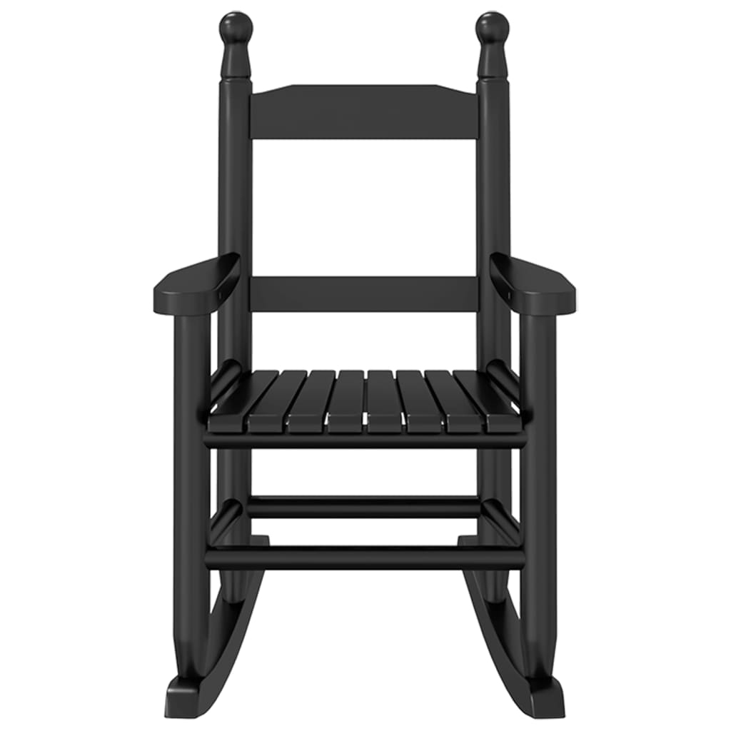 Rocking Chair for Children Black Solid Wood Poplar