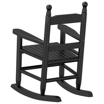 Rocking Chair for Children Black Solid Wood Poplar