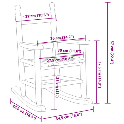 Rocking Chair for Children Black Solid Wood Poplar