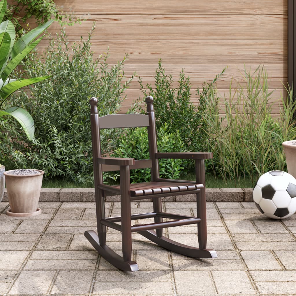 Rocking Chair for Children Brown Solid Wood Poplar