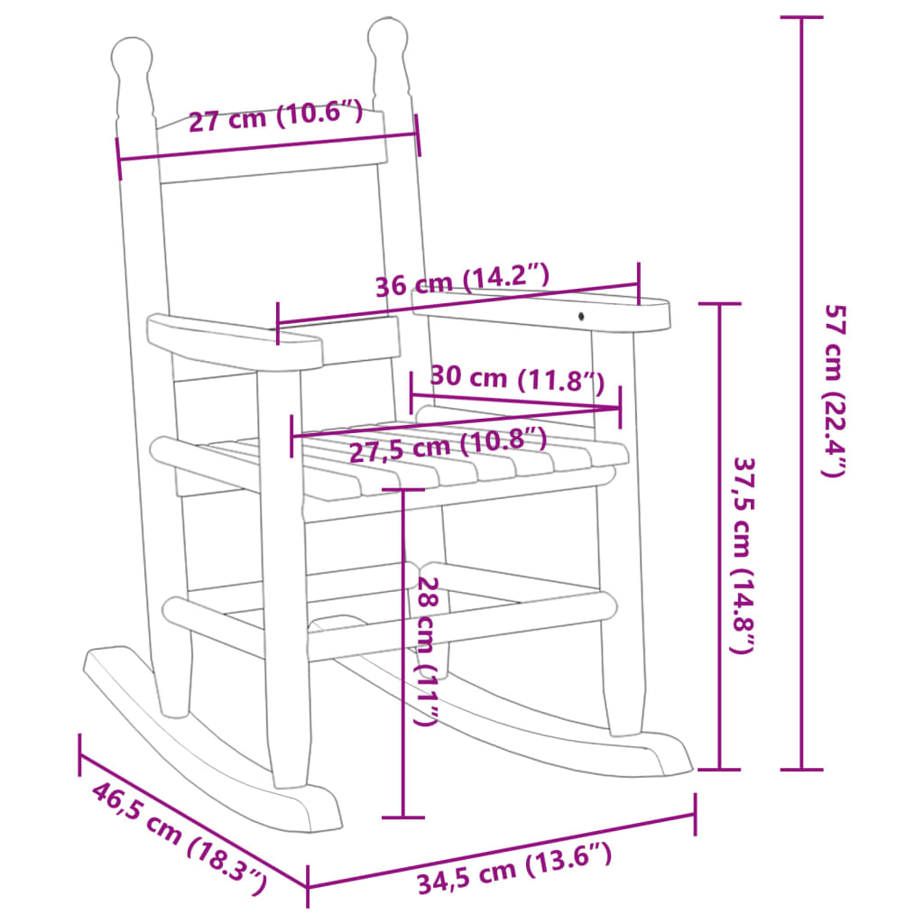 Rocking Chair for Children White Solid Wood Poplar