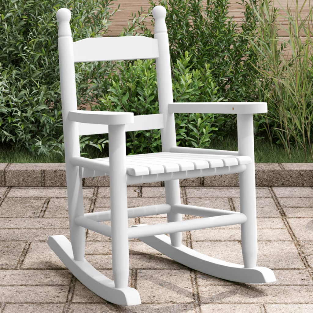 Rocking Chair for Children White Solid Wood Poplar