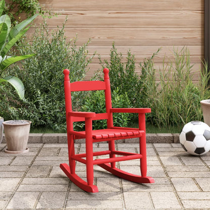 Rocking Chair for Children Red Solid Wood Poplar