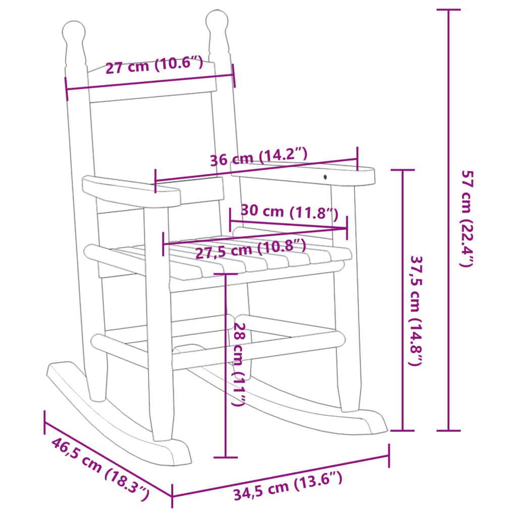 Rocking Chair for Children Red Solid Wood Poplar