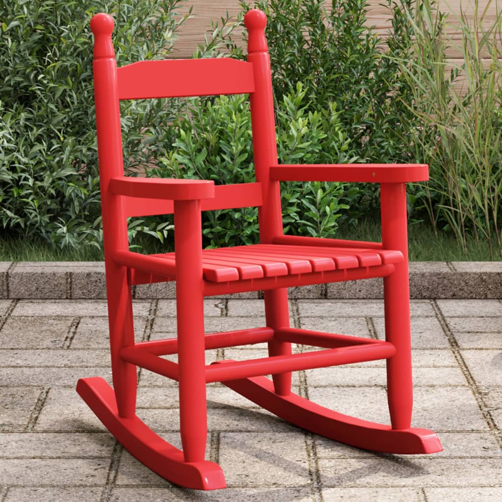 Rocking Chair for Children Red Solid Wood Poplar