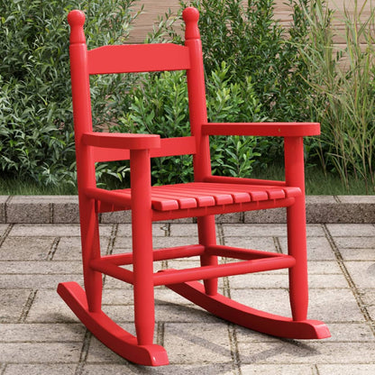 Rocking Chair for Children Red Solid Wood Poplar