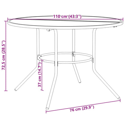 Patio Table Round Anthracite Ø110x72.5 cm Powder-coated Steel