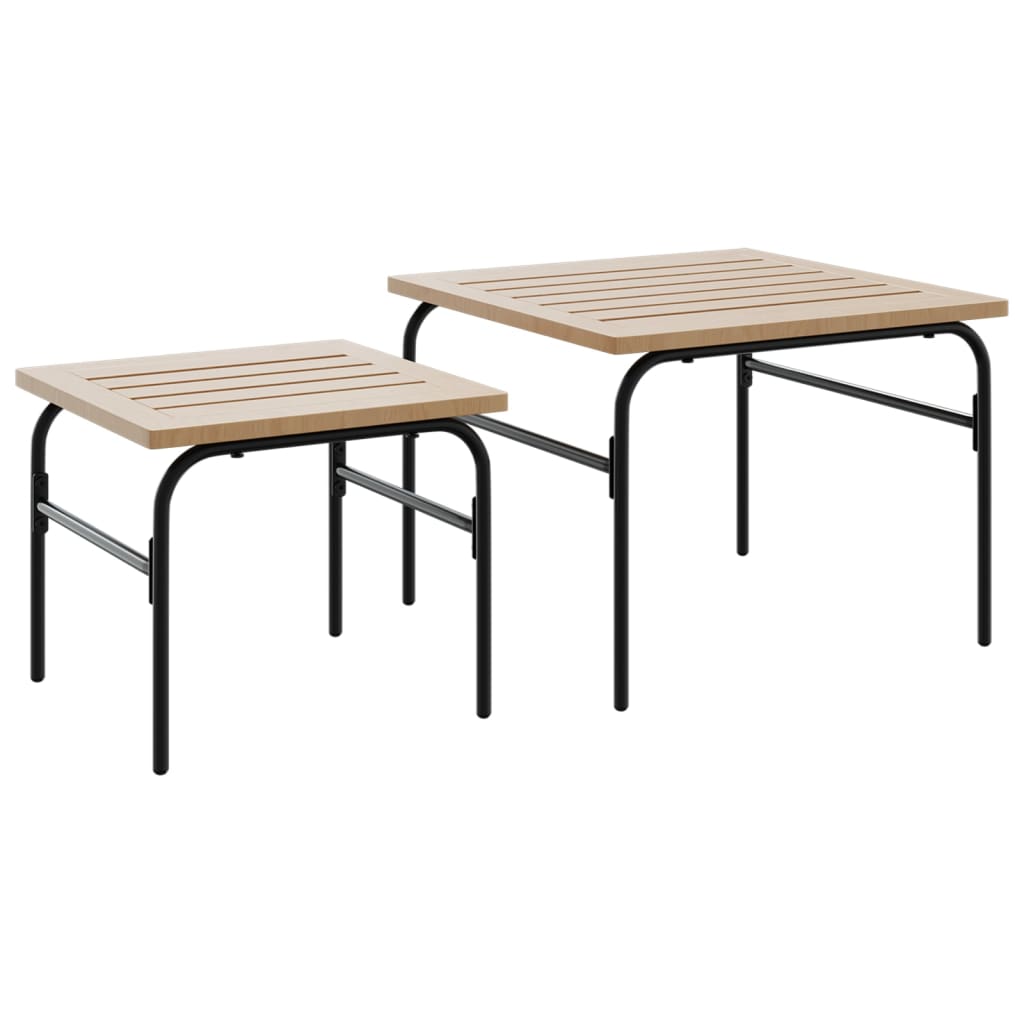 Garden Nest of Coffee Tables 2 pcs Brown and Black Steel