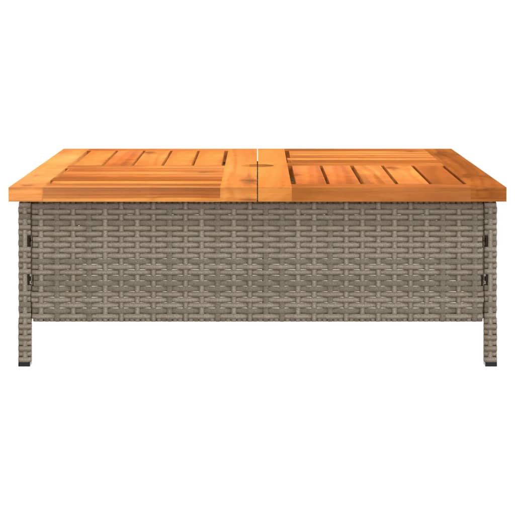 Garden Table Grey 70x70x25 cm Rattan and Acacia Wood