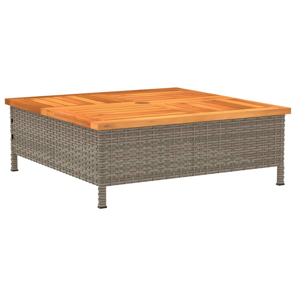 Garden Table Grey 70x70x25 cm Rattan and Acacia Wood