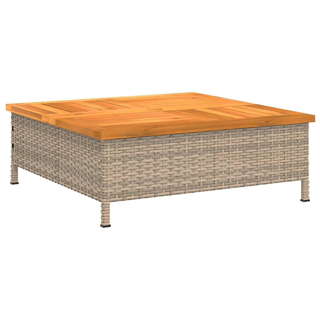 Garden Table Beige 70x70x25 cm Rattan and Acacia Wood