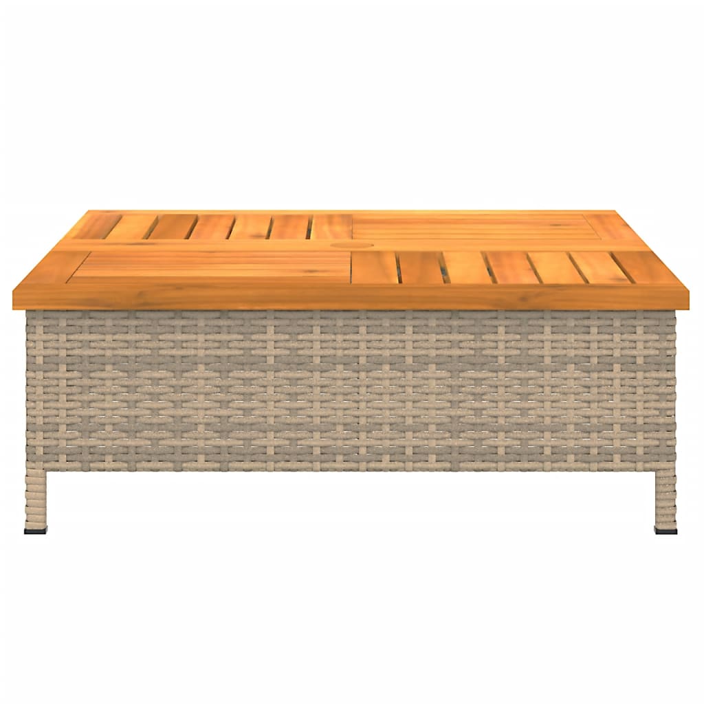 Garden Table Beige 70x70x25 cm Rattan and Acacia Wood