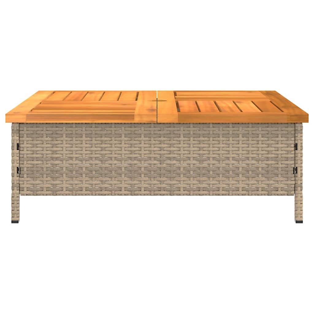 Garden Table Beige 70x70x25 cm Rattan and Acacia Wood