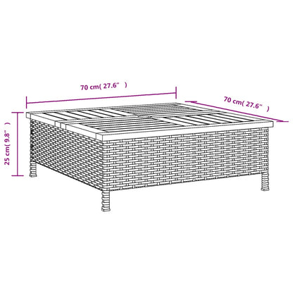 Garden Table Beige 70x70x25 cm Rattan and Acacia Wood