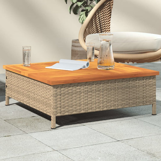 Garden Table Beige 70x70x25 cm Rattan and Acacia Wood