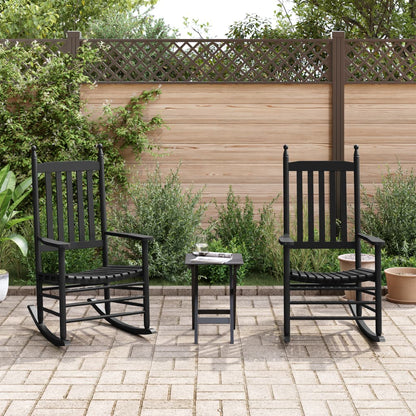 Rocking Chairs with Curved Seats 2 pcs Black Solid Wood Poplar