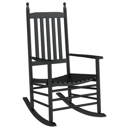 Rocking Chairs 2pcs with Foldable Table Black Solid Wood Poplar