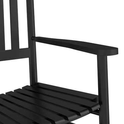 Rocking Chairs 2pcs with Foldable Table Black Solid Wood Poplar