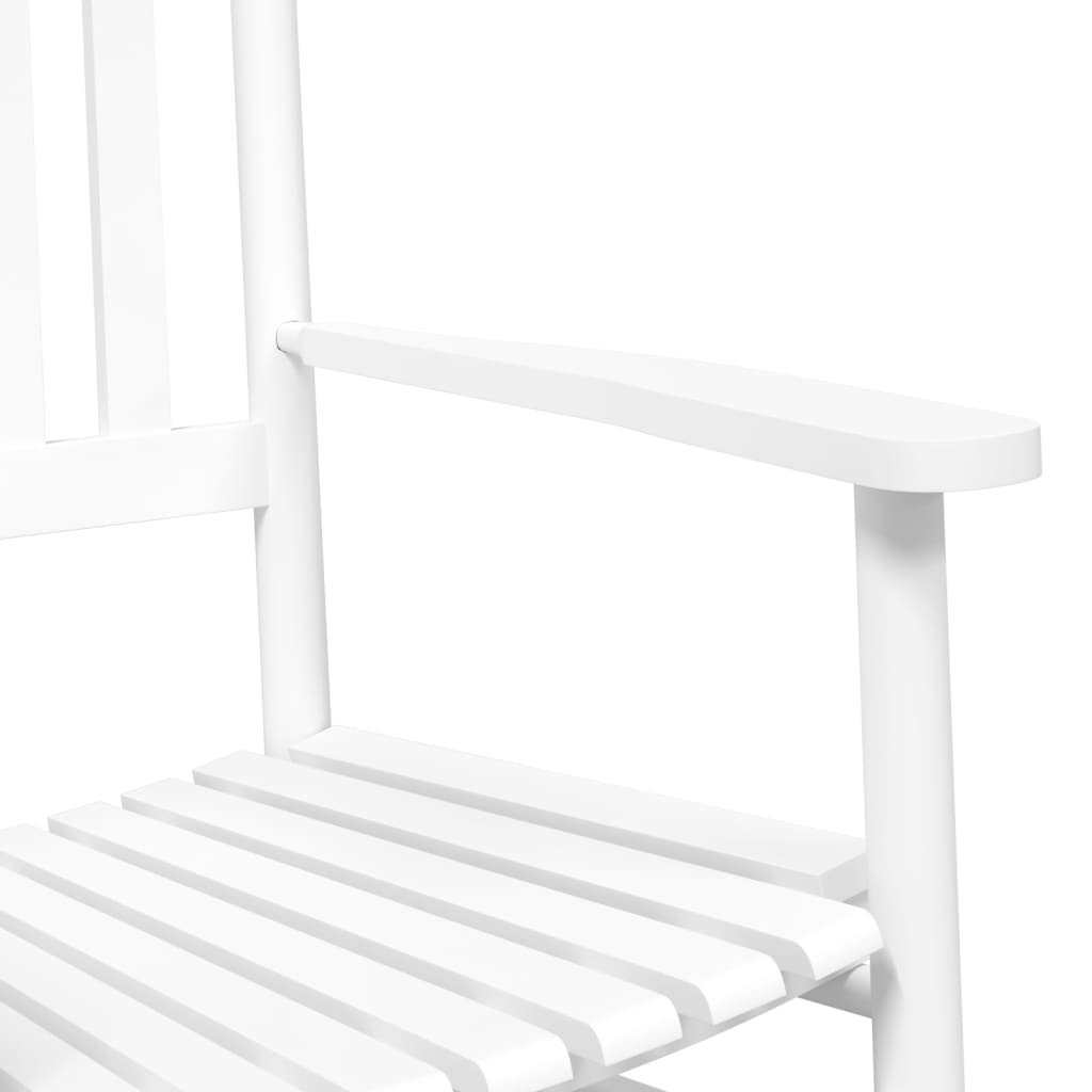 Rocking Chairs 2pcs with Foldable Table White Solid Wood Poplar