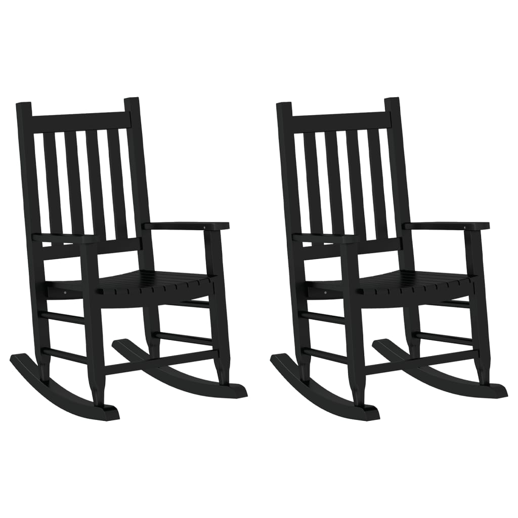 Rocking Chairs for Children 2 pcs Black Solid Wood Poplar