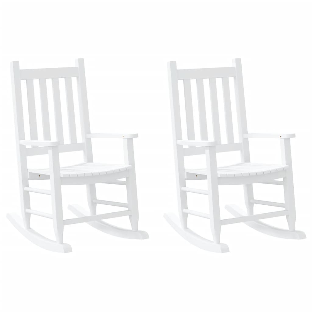 Rocking Chairs for Children 2 pcs White Solid Wood Poplar