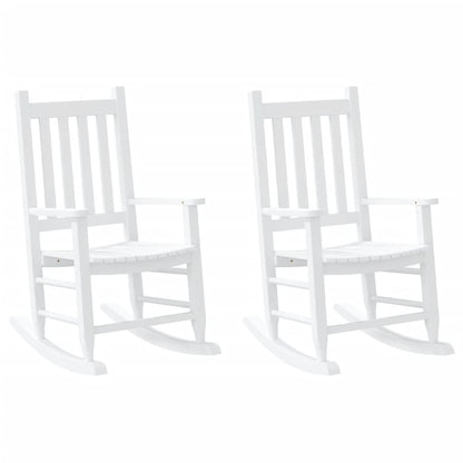 Rocking Chairs for Children 2 pcs White Solid Wood Poplar