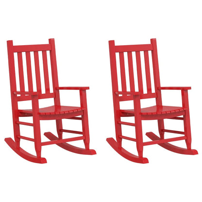 Rocking Chairs for Children 2 pcs Red Solid Wood Poplar